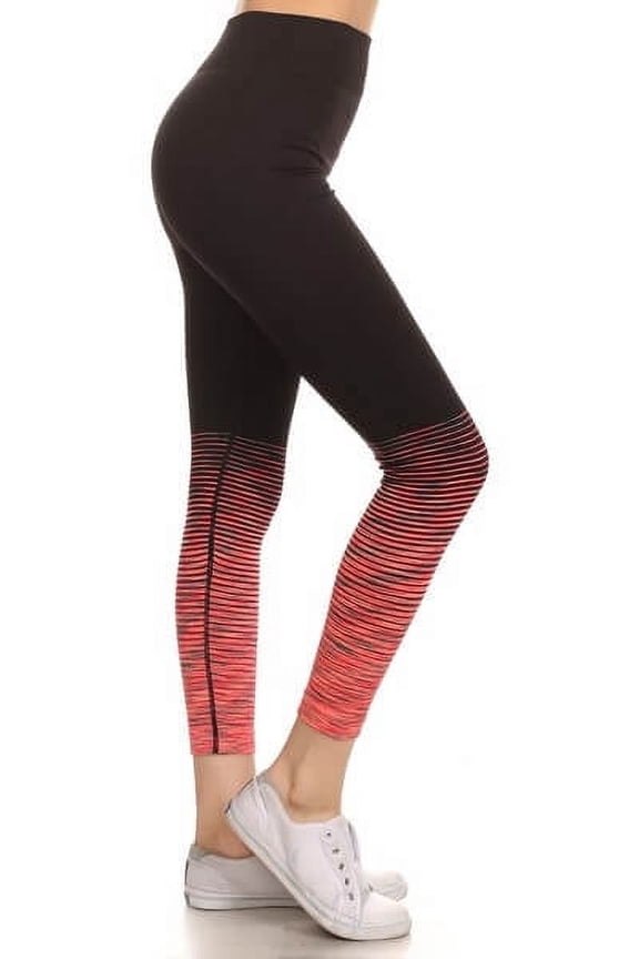 Women's Ombre Stripe Active Pants -ORANGE, M