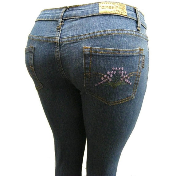 Women's Omega Skinny Stretch Jeans- Hippie Flower 15, 3