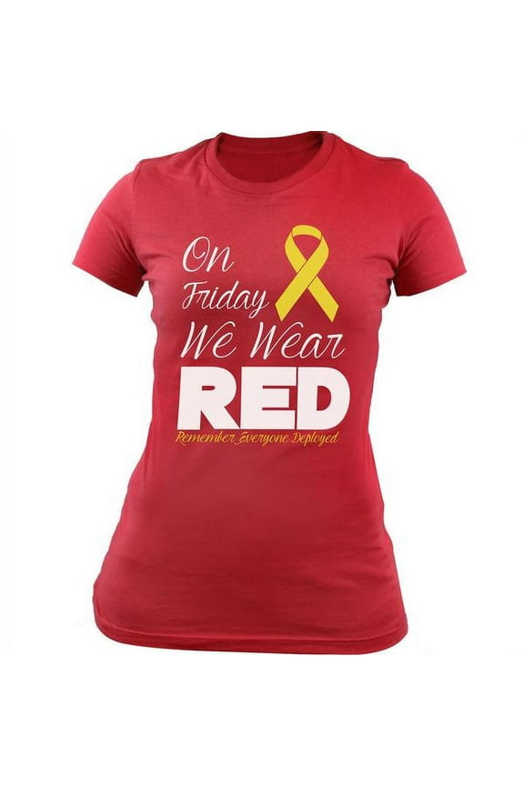 Women's On Friday We Wear RED Yellow Ribbon T-Shirt