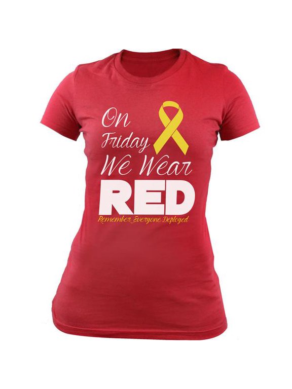 Women's On Friday We Wear RED Yellow Ribbon T-Shirt