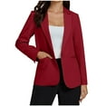 thumbnail image 1 of Women's One Button Suit Jacket Long Sleeve Notch Lapel Collar Dressy Blazers with Pockets Business Casual Outfits (2XL, Red), 1 of 6