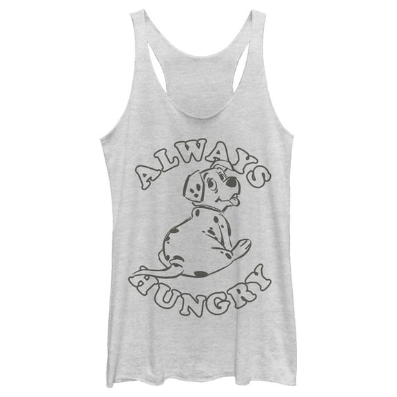 Women's One Hundred and One Dalmatians Always Hungry  Racerback Tank Top White Heather Medium