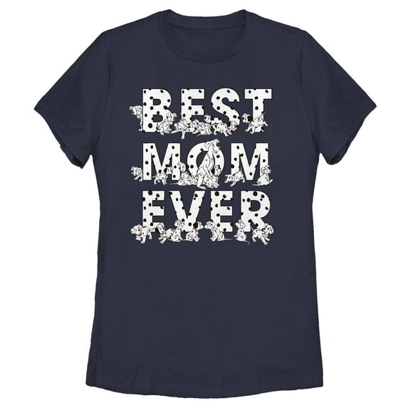 Women's One Hundred and One Dalmatians Best Mom Ever Perdita Graphic Tee Navy Blue Small