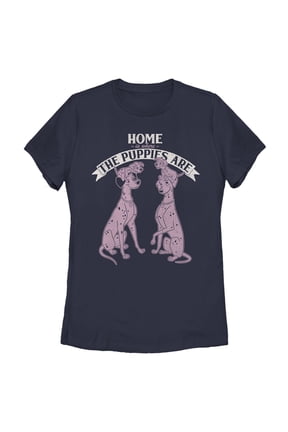 Women's One Hundred and One Dalmatians Home is Where the Puppies Are Graphic Tee Navy Blue Small