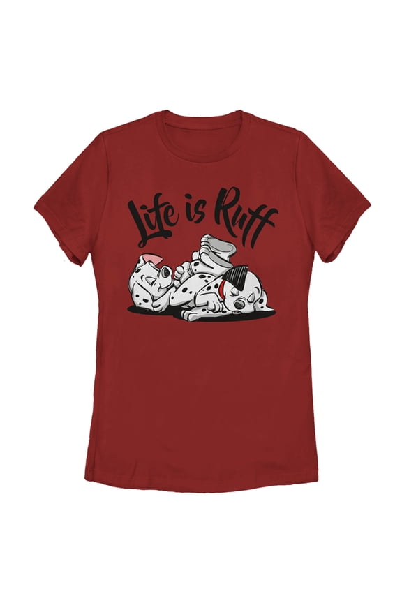 Women's One Hundred and One Dalmatians Life is Ruff Graphic Tee Red 2X Large