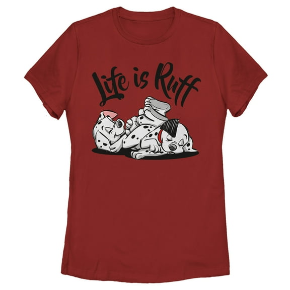 Women's One Hundred and One Dalmatians Life is Ruff Graphic Tee Red Large