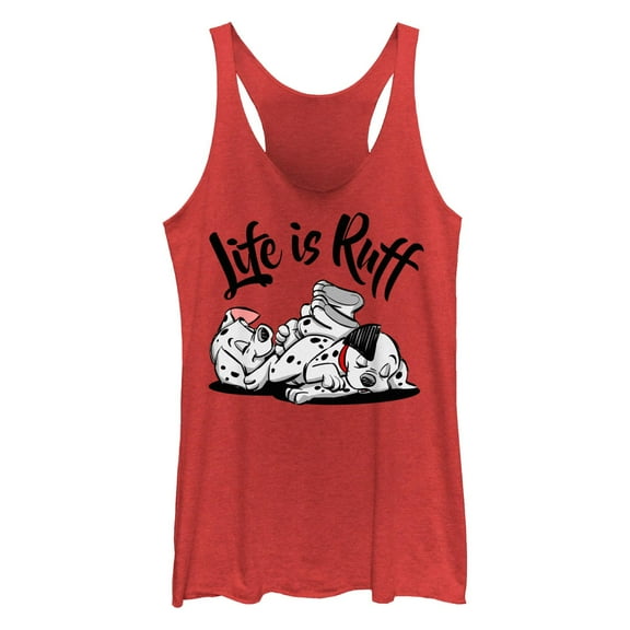Women's One Hundred and One Dalmatians Life is Ruff Racerback Tank Top