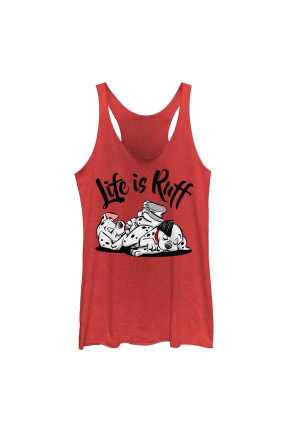 Women's One Hundred and One Dalmatians Life is Ruff Racerback Tank Top