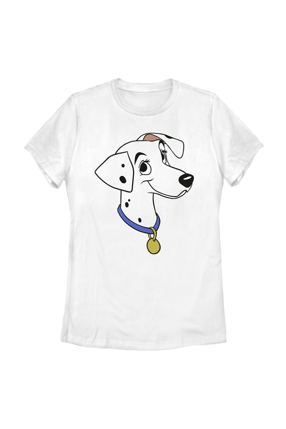 Women's One Hundred and One Dalmatians Perdita Big Face  Graphic Tee White 2X Large