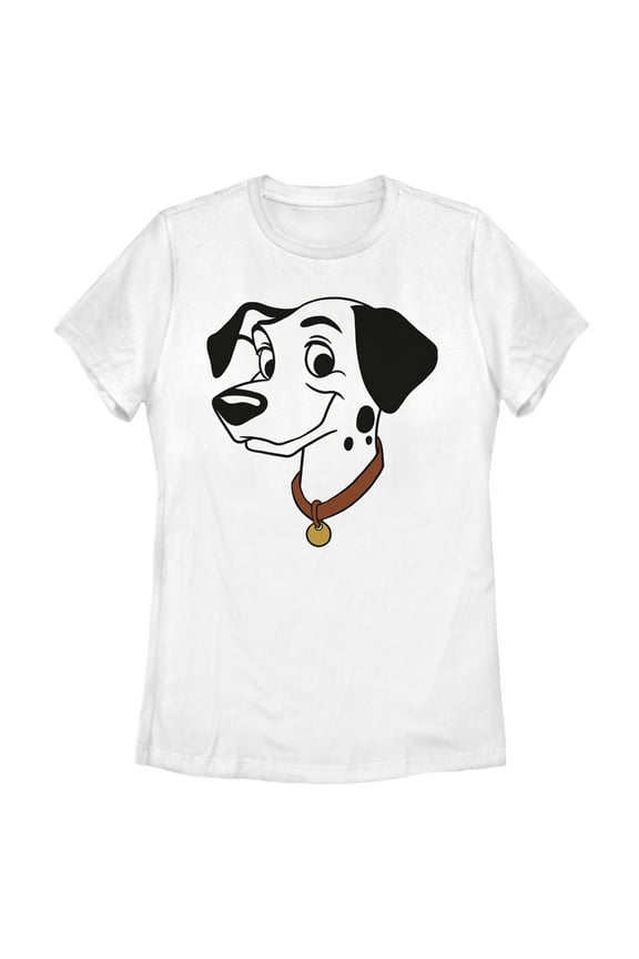 Women's One Hundred and One Dalmatians Pongo Big Face  Graphic Tee White 2X Large