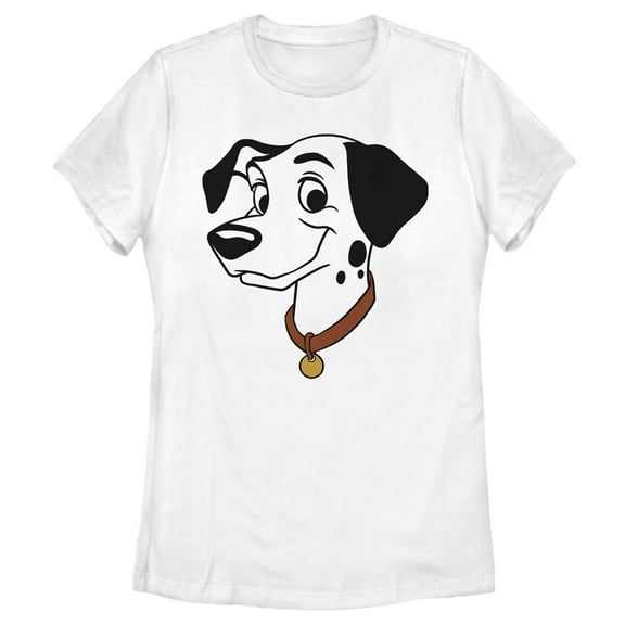 Women's One Hundred and One Dalmatians Pongo Big Face  Graphic Tee White Small