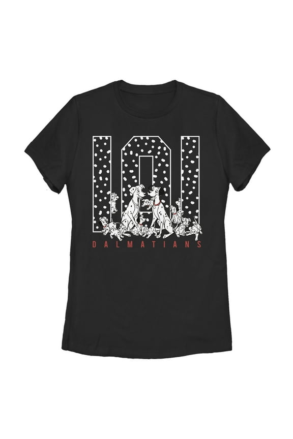 Women's One Hundred and One Dalmatians The Whole Family Graphic Tee Black Medium