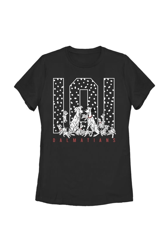 Women's One Hundred and One Dalmatians The Whole Family Graphic Tee Black Small