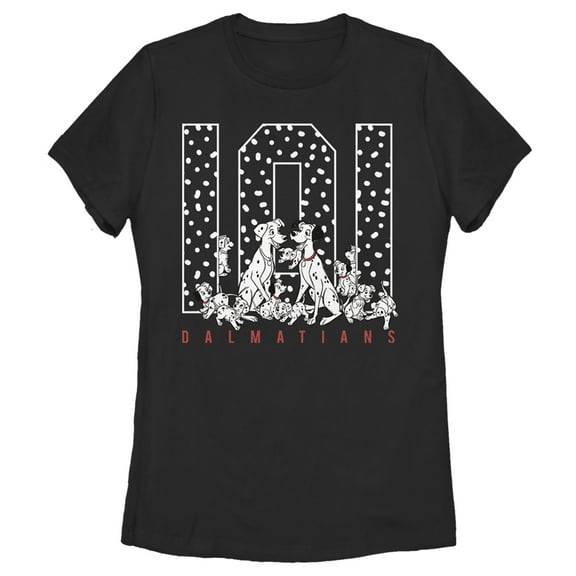 Women's One Hundred and One Dalmatians The Whole Family  Graphic Tee Black X Large