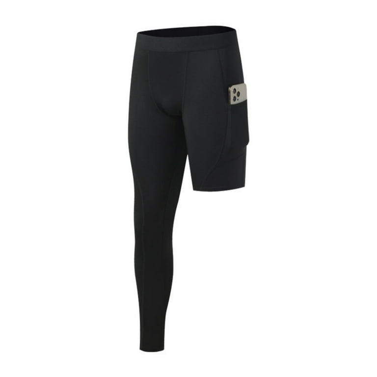 One Leg Compression Tights (Black) - For Basketball, Football