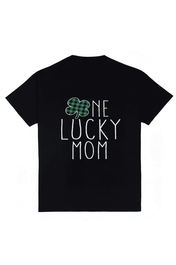 Women's One Lucky Mom Shamrock T-Shirt St Patricks Day Style S-4XL