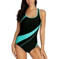 thumbnail image 1 of Women's One Piece Athletic Racerback Bathing Suit Color Block Swimsuit, 1 of 6
