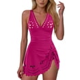 thumbnail image 1 of Women's One Piece Bathing Suit Tummy Control Solid Color Hollow Out Suspender Bikini Swimsuit, 1 of 9