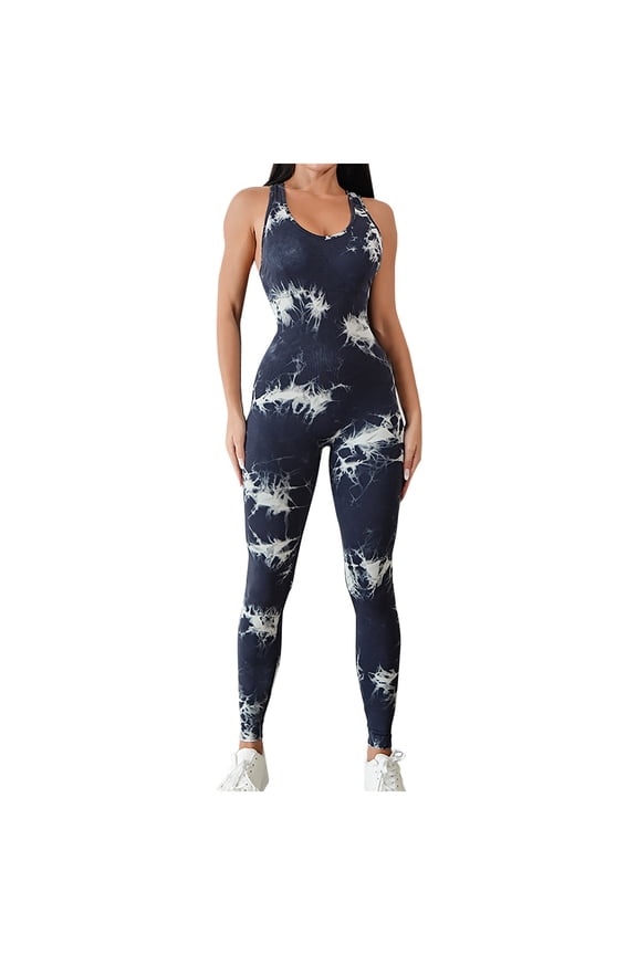 Women's One Piece Bodycon Jumpsuit Yoga Rompers Halter Sleeveless Sports Jumpsuits Workout Sexy Bodysuit All in One Gym Sets Seamless Butt Lifter Active Stretchy Fitness Playsuits