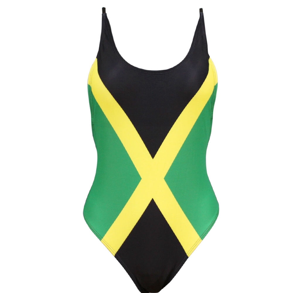 Women's One Piece Caribbean Flag Rasta Jamaica Trinidad Monokini Thong Swimsuit Swimwear Bathing