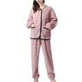 thumbnail image 1 of Women's One Piece Pajamas Soft Thick Warm Winter Print Long Sleeve Onesies Hooded Romper Jumpsuit Sleepwear, 1 of 6