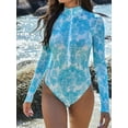 thumbnail image 1 of Women's One Piece Rash Guard Swimsuit S-5XL Floral Long Sleeve Front Zip Swimwear, 1 of 6
