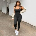 thumbnail image 1 of Women's One Piece Ribbed Jumpsuit Rompers Stretchy Workout Yoga Sports Bodysuit, 1 of 10