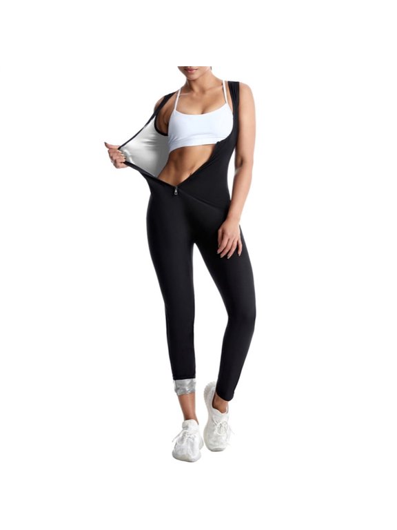 Women’s One-Piece Sauna Suit Shapewear – Sweat Boosting Vest for Waist Training & Body Shaping, Sleeveless Fitness Jumpsuit for Gym, Yoga, Running