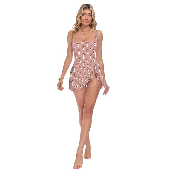 Women's One Piece Swim Dress Tummy Control Modest Swimsuit for Beach Pool Vacation S-3XL Adorable Cowboy Snowmen
