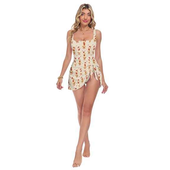 Women's One Piece Swim Dress Tummy Control Modest Swimsuit for Beach Pool Vacation S-3XL Dapper Duck Pattern