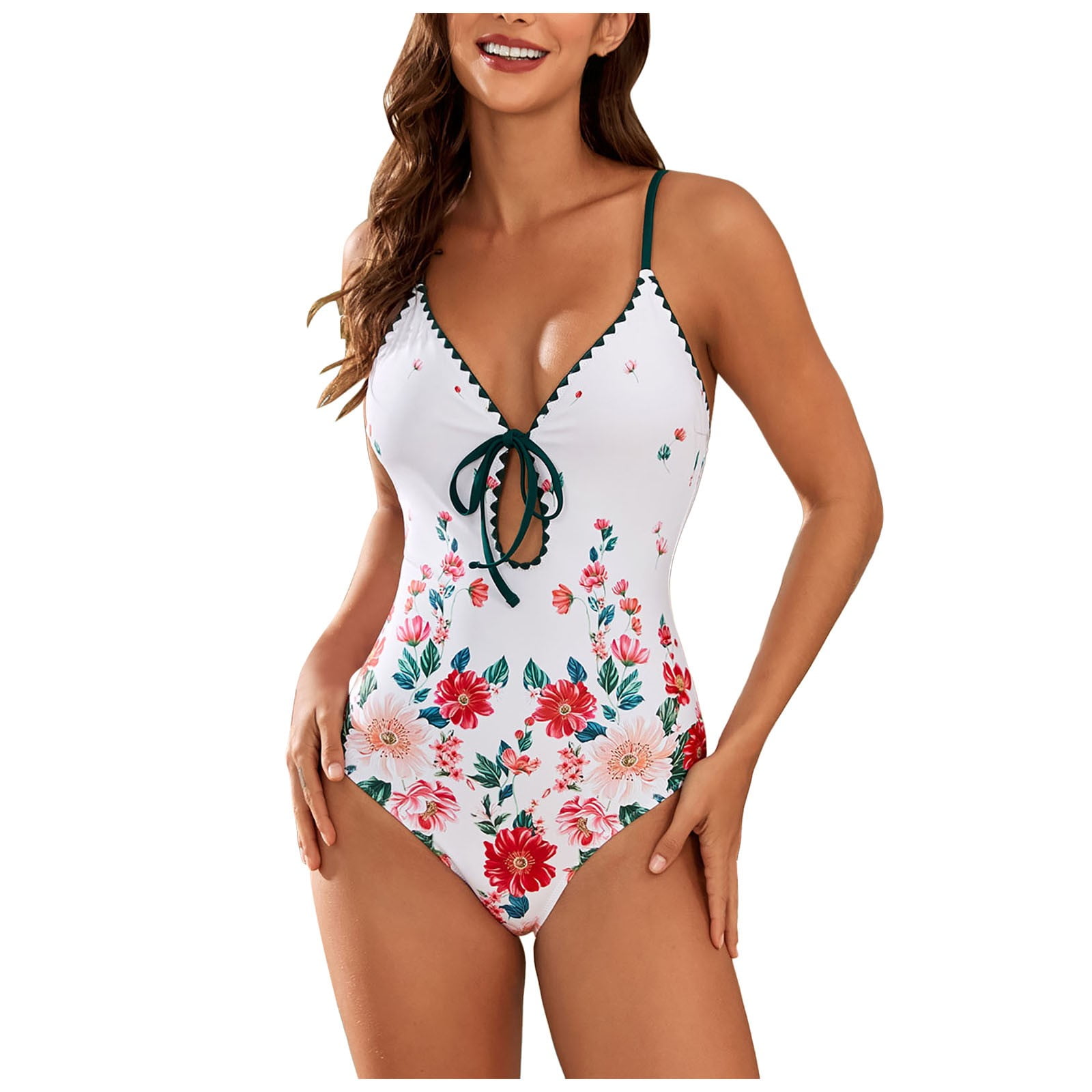 Cupshe | Swim | Cupshe Womens One Piece Swimsuit Deep V Neck Keyhole Cutout O Ring Textured 68578b099b37c72ea92c1f26