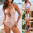 thumbnail image 1 of Women's One Piece Swimsuit Floral Print with Removable Bra Pads No Underwire Bikini Style for Beach Vacation,White,S, 1 of 9