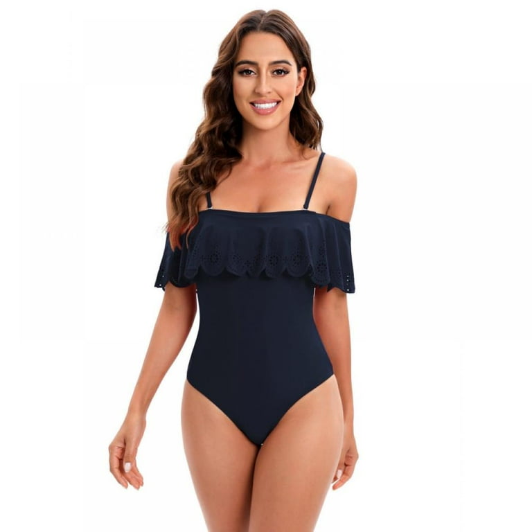 Women s One Piece Swimsuit Off Shoulder Ruffle Bathing Suits Swimwear