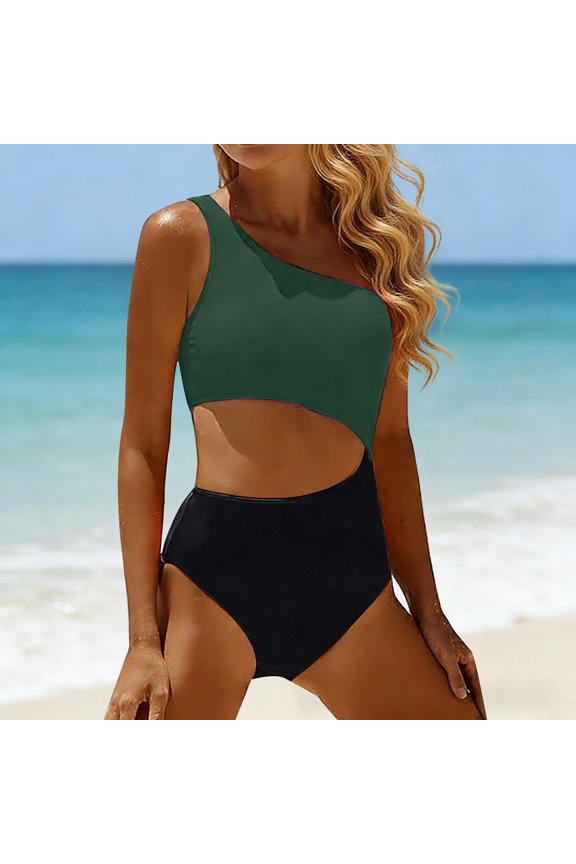 Women's One Piece Swimsuit- One Shoulder Bathing Suit Cutout Tummy Control Swimwear