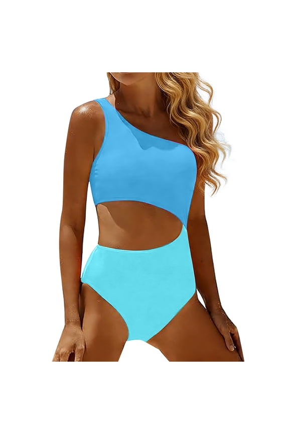 Women's One Piece Swimsuit- One Shoulder Bathing Suit Cutout Tummy Control Swimwear