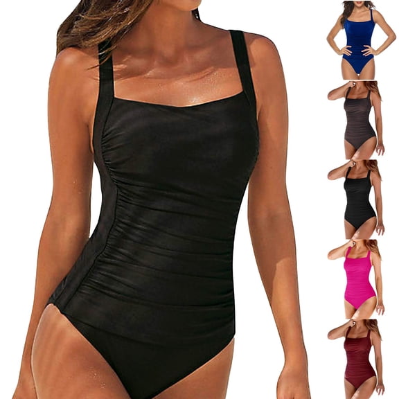 Women's One Piece Swimsuit Sexy Backless Solid Color Slim Fit Fashion Beach Bathing Suit for Vacation Pool Party,Brown,XL