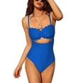 thumbnail image 1 of Women's One-Piece Swimsuit Sexy Cutout Scallop Trim Bathing Suit, 1 of 5