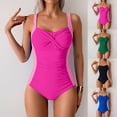 thumbnail image 1 of Women's One Piece Swimsuit Solid Color with Removable Bra Pads No Underwire Bikini Style for Beach Vacation,Dark Green,XL, 1 of 6