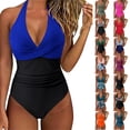 thumbnail image 1 of Women's One Piece Swimsuit Tight Fitting Backless Sexy Cross Color Bikini for Pool Party Beach,Army Green,L, 1 of 5
