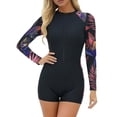thumbnail image 1 of Women's One Piece Swimsuit Tummy Control Bathing Suit Rash Guard UPF50+ Long Sleeve Swimsuits with Built In Bra Zip Front Full Body Surfing Swimsuit, 1 of 7