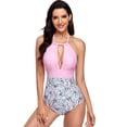 thumbnail image 1 of Women's One Piece Swimsuit V Neck Tummy Control Swimwear Bathing Suits, 1 of 5