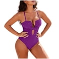 thumbnail image 1 of Women's One Piece Swimsuits Adjustable Strap Cut Out Bathing Suits with Chest Pad Summer Full Coverage Solid Color Swimwear, 1 of 6