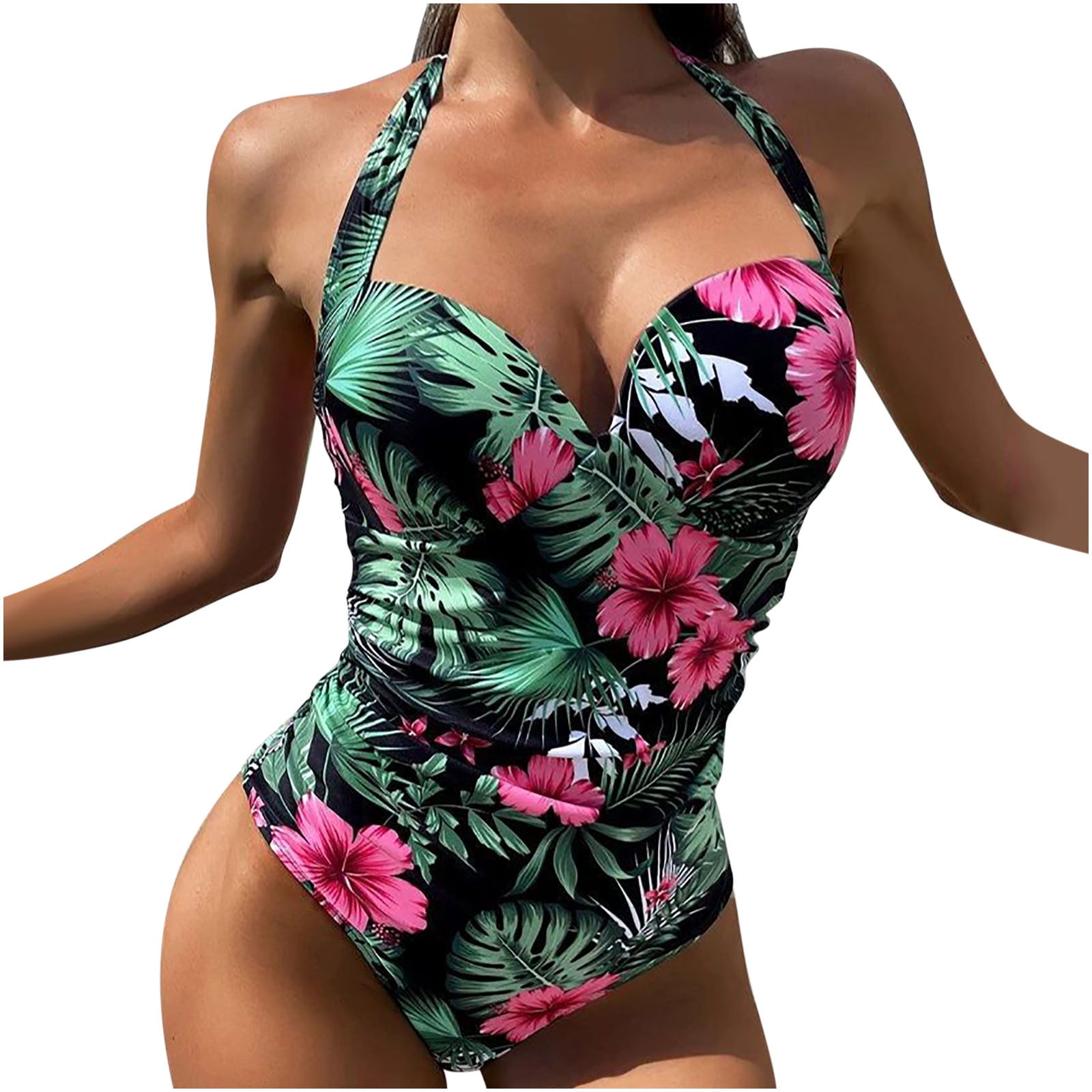 Women's One Piece Swimsuits Gothic Bathing Suit Black Pink Cutout One