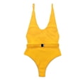 thumbnail image 1 of Women's One Piece Swimsuits High Cut Backless Bathing Suit Belted Adjustable Strap Summer Beach Swimwear (S, Yellow), 1 of 7