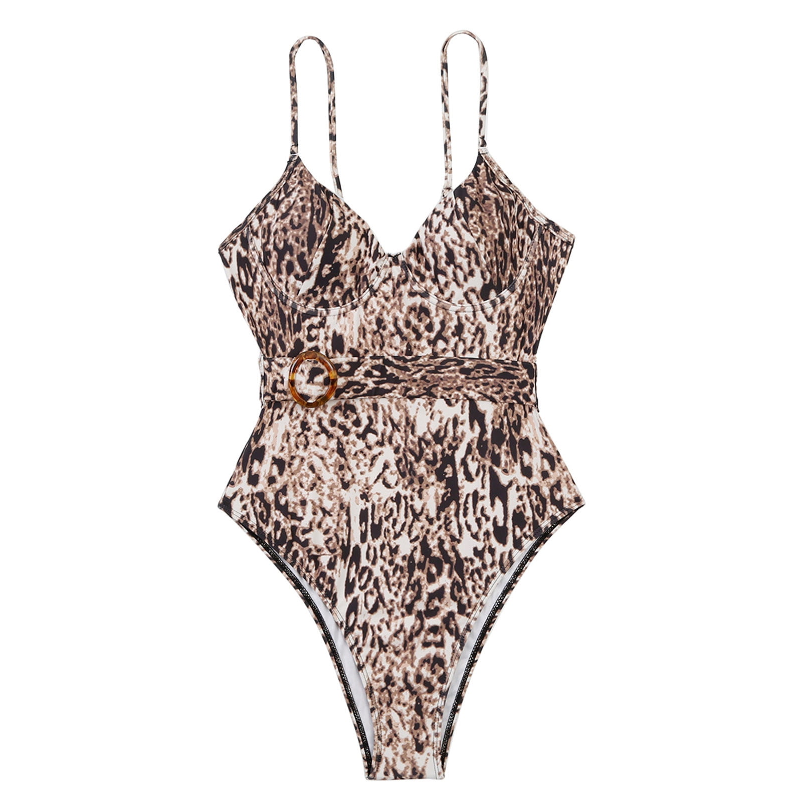 Leopard print swimsuit with belt deals