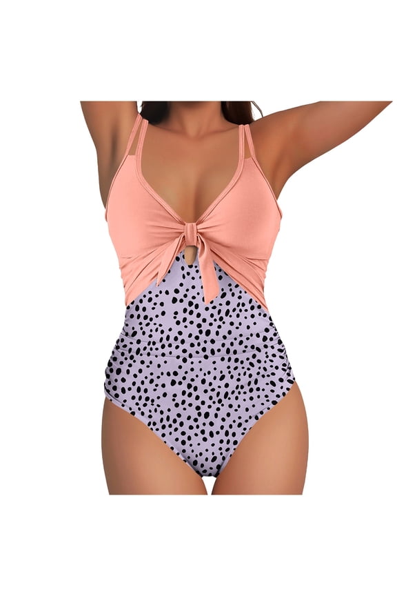 Women's One Piece Swimsuits High Waisted Cutout Knot Bathing Suit Wrap Tie Hollow Out Swimsuit Slimming Summer Swin Suit