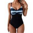 thumbnail image 1 of Women's One Piece Swimsuits Tummy Control Front Cross Bathing Suits V Neck Slimming Tie Back Swimwear Blue M, 1 of 6