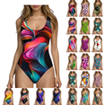 thumbnail image 1 of Women's One Piece Swimsuits Tummy Control Printed Swimwear With Chest Cushion And No Steel Support Backless Strap Slimming Bathing Suits For Women, 1 of 7
