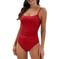 thumbnail image 1 of Women's One Piece Swimsuits Tummy Control Ruched Bathing Suit One-Piece Swimwear Red M, 1 of 3