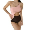 thumbnail image 1 of Women's One Shoulder Bathing Suit Cut Out One Piece Swimsuit - L, 1 of 7